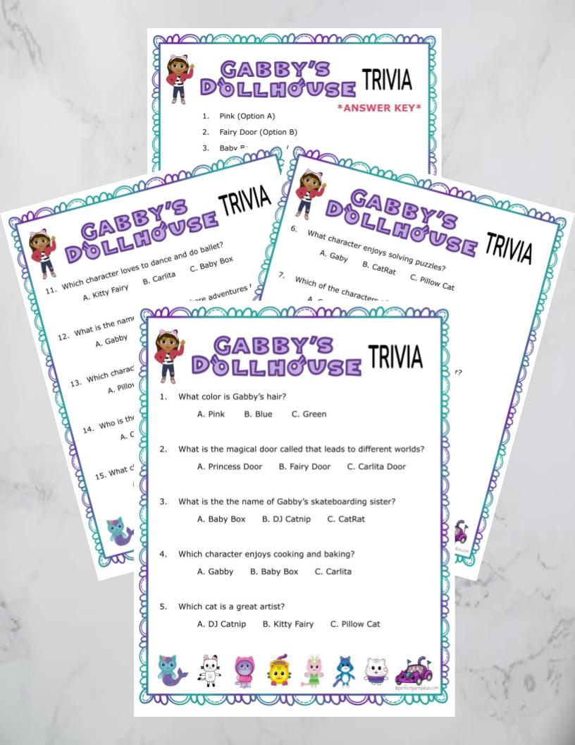 Gabby's Dollhouse Trivia Game