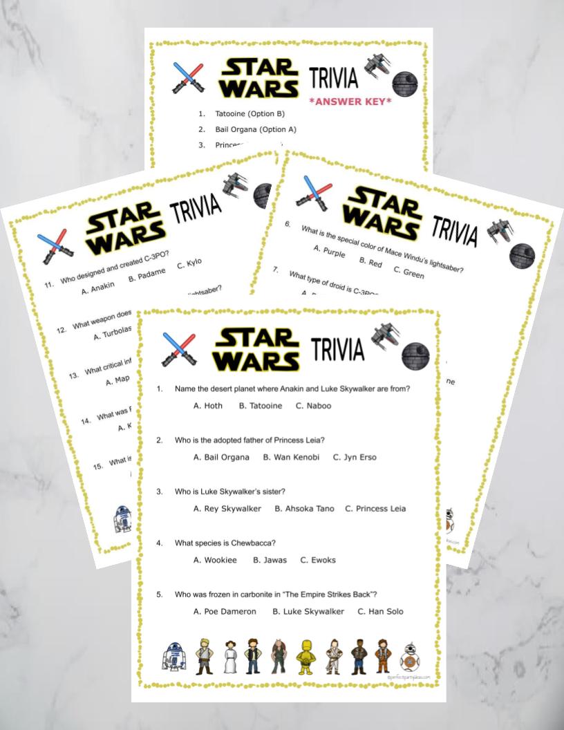 Star Wars Party Trivia Game