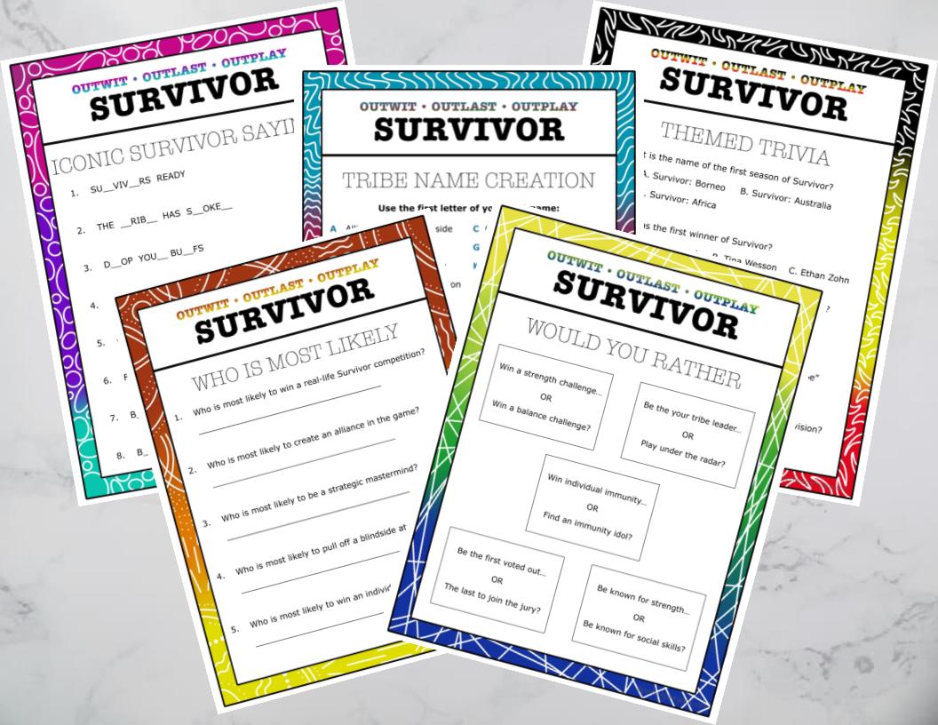 Survivor Games Party Pack