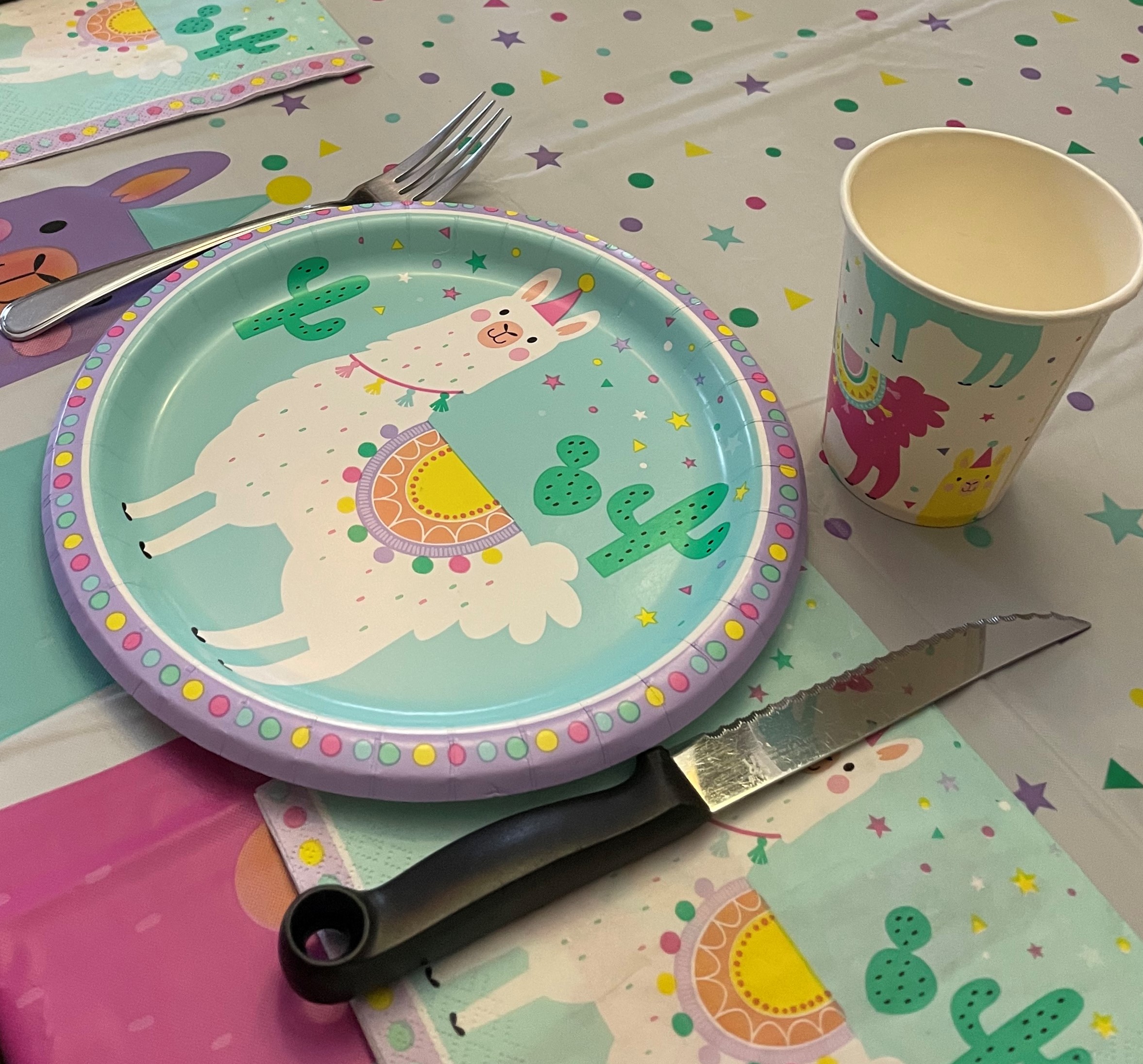 llama party place setting